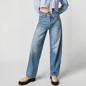 FREE PEOPLE x WE THE FREE Crossroads Mid Rise Slim Straight Barrel Jean